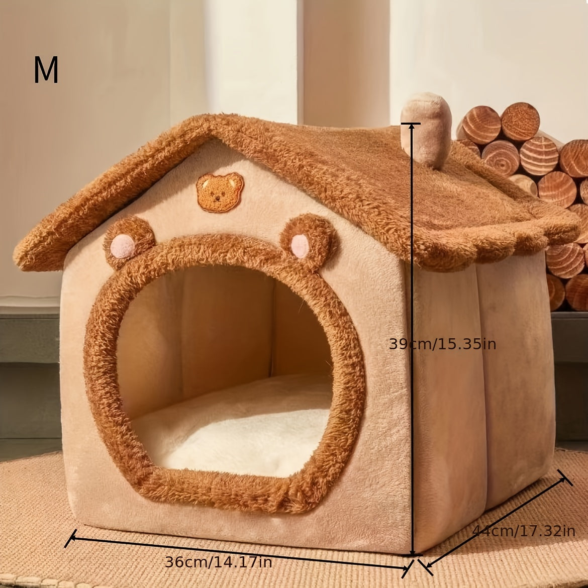 PAWNEST - Warm Enclosed Cat House Plush Bed for Winter Comfort