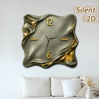 WAVEBLOCK – Solid Wood Square Wall Clock with Gold Accent