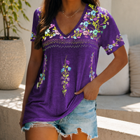 BOHEMIRA – Florales V-Ausschnitt Boho-T-Shirt
