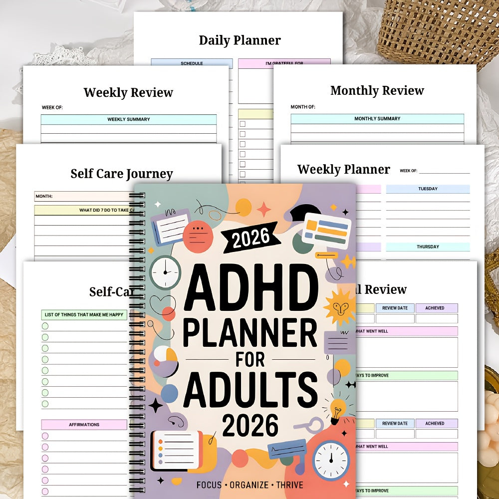 FOCUSVAULT – 2026 Exclusive ADHD Adult Planner Structured Daily & Weekly Productivity Journal