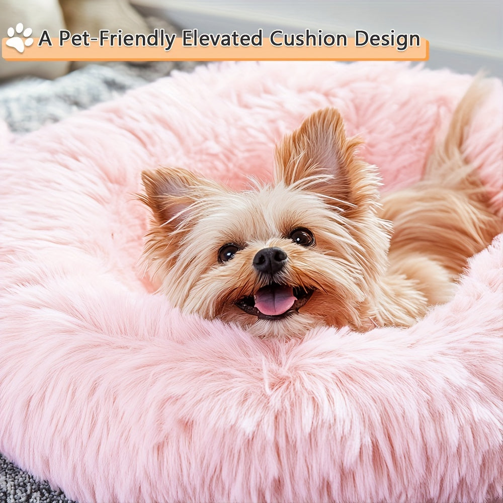 HUGAFUR - Soft Faux Fur Donut Pet Bed for Small to Large Dogs & Cats
