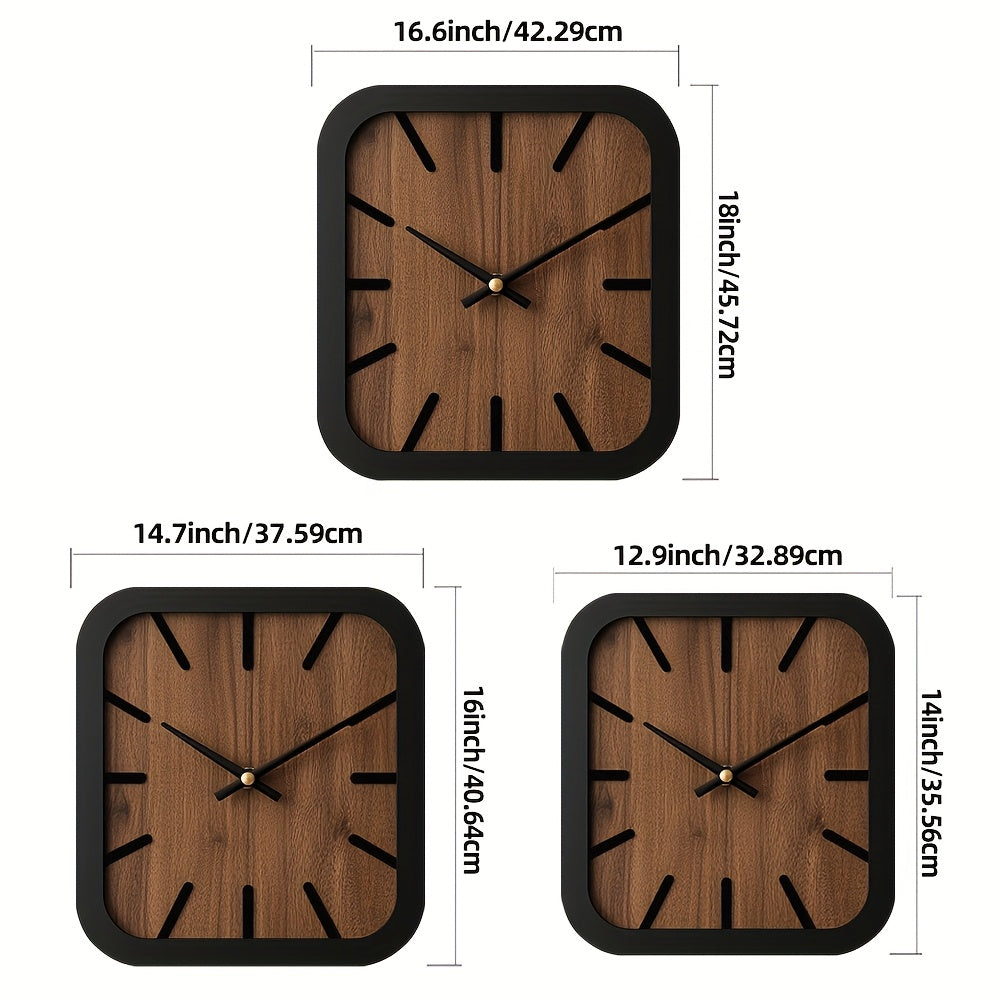 NATURCLOCK - Handcrafted Wooden Square Clock Battery Operated Decorative Piece