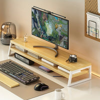 MODERNLIFT - Space-Saving Wooden Monitor Stand with Storage, Durable Metal Frame