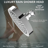 LUXRAIN - Premium Rain Shower Head 1pc, Anti-Clog Nozzles & Adjustable Angles for Ultimate Shower Comfort