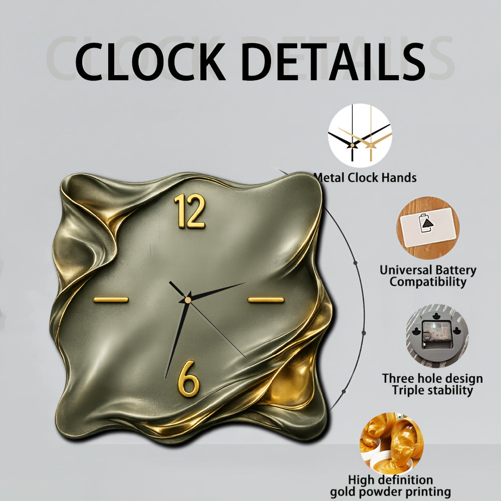 WAVEBLOCK – Solid Wood Square Wall Clock with Gold Accent