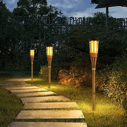 FLAMEGLOW – Solar Bamboo LED Lights for Outdoor Ambiance