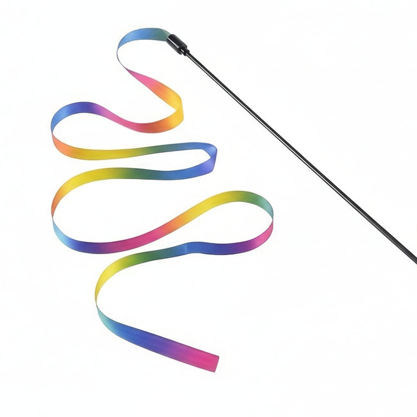 KITZPLAY - Cute Ribbon Teaser Stick for Engaging Cat Playtime