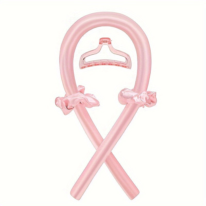 SILKVERA - Bow Detail Fabric Hair Curler - Minimalist Heatless Curling Ribbon in Solid Color, Single Piece Festive Hair Styling Accessory