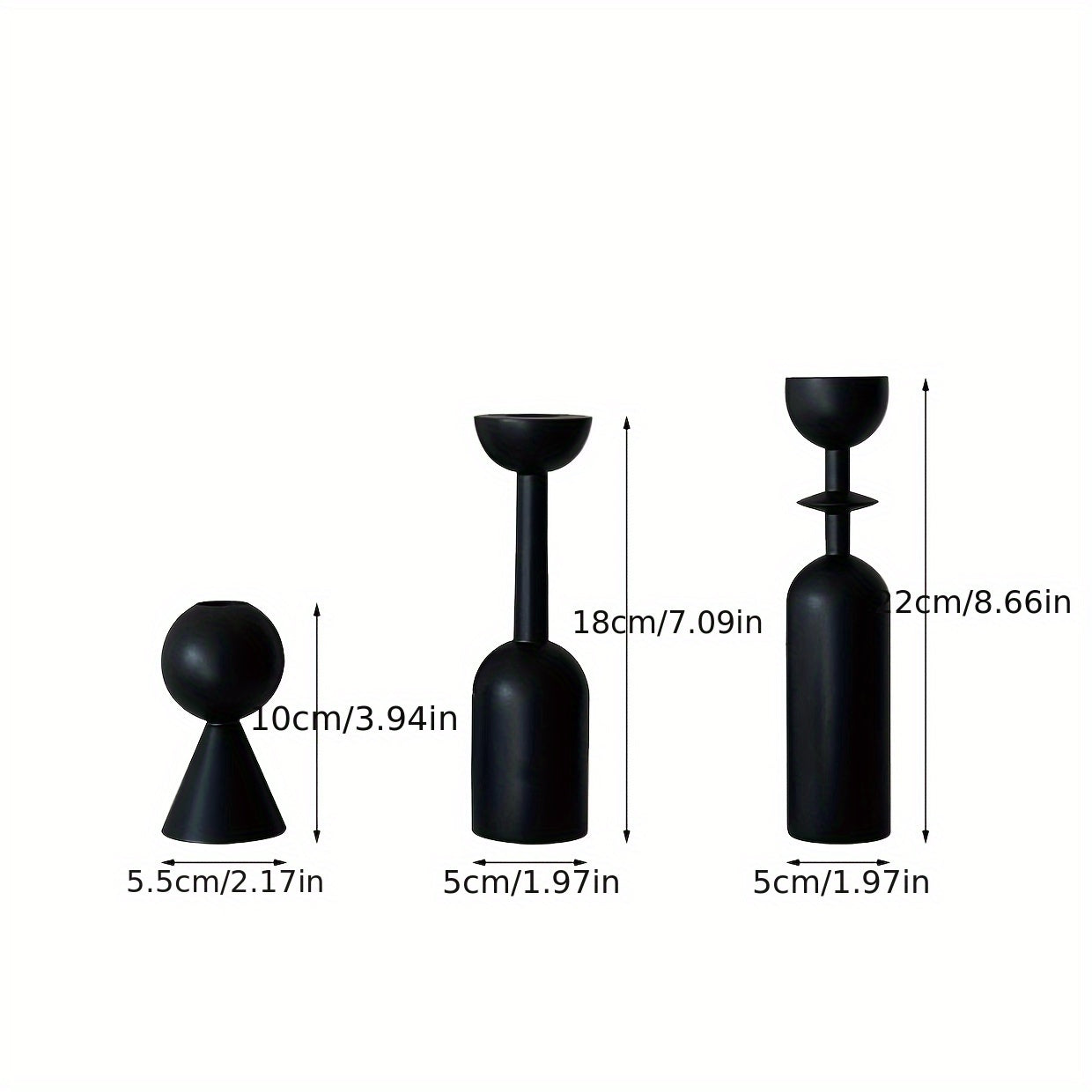 TRIO NOIRWOOD – Elegant Black Wooden Candle Holders