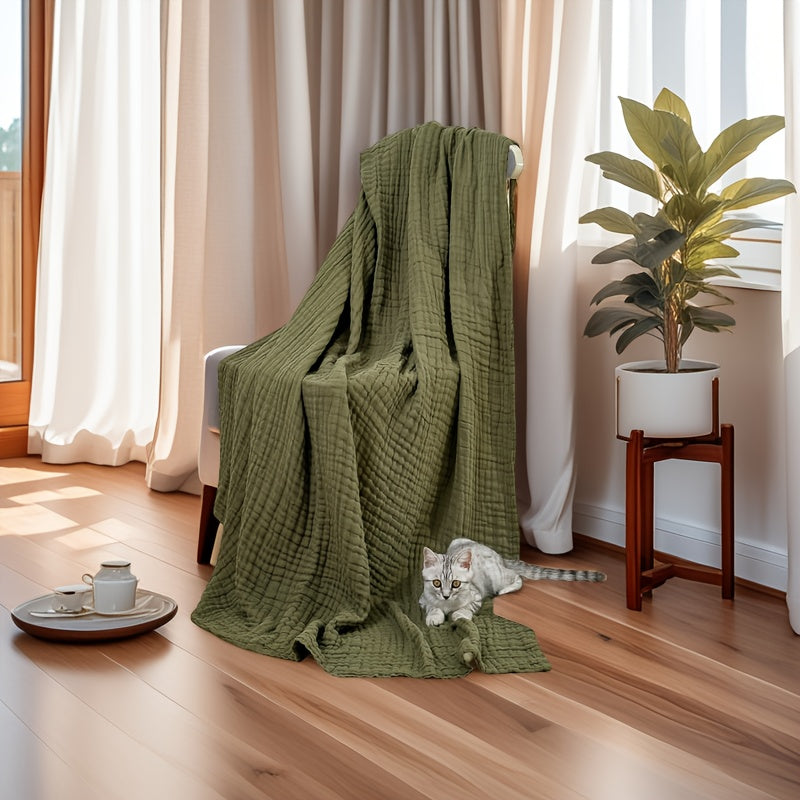 CLOUDNEST – Ultra-Breathable 6-Layer Cotton Gauze Blanket for Year-Round Comfort