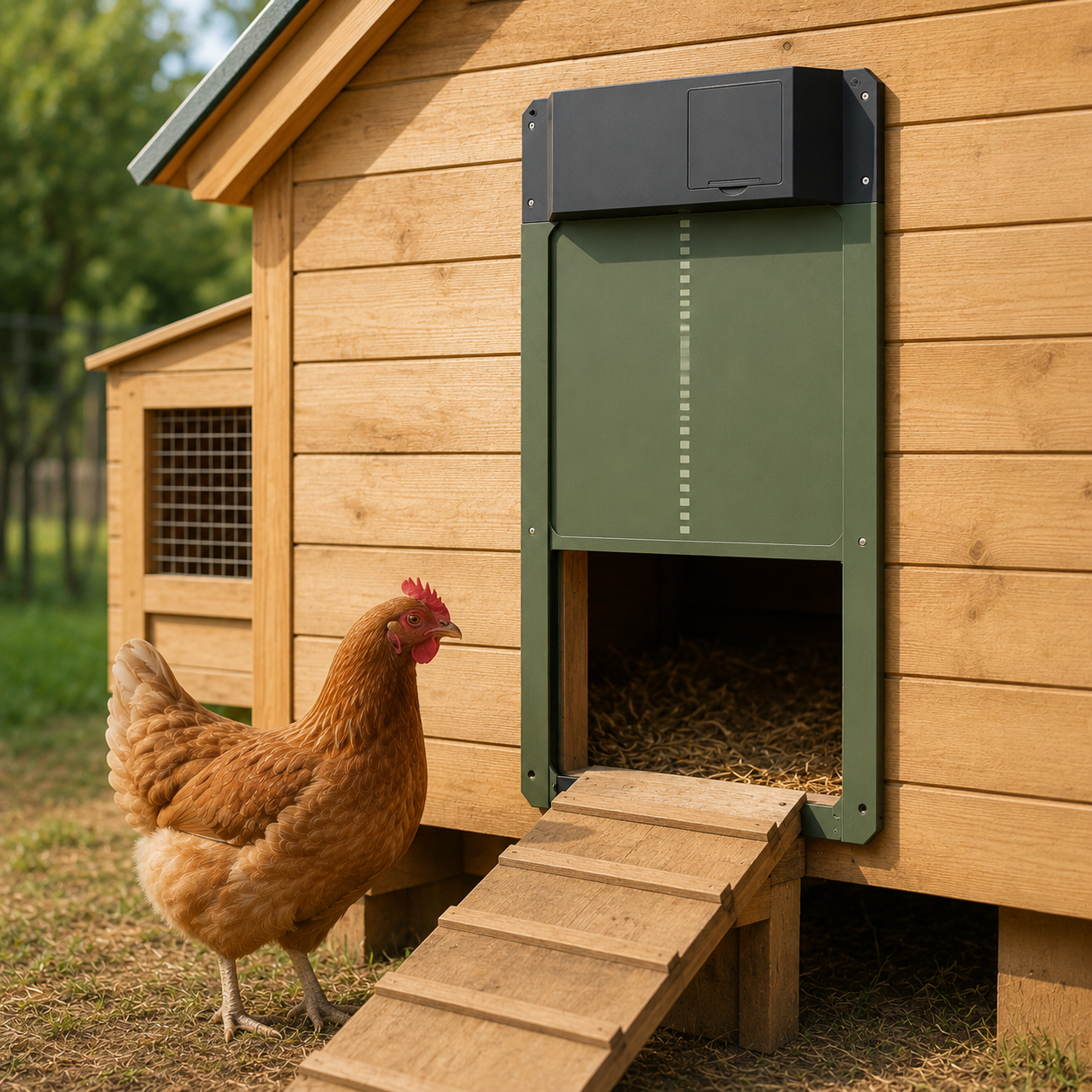 COOPSAFE – Automatic Chicken Coop Door with Light Sensor and Weather Protection