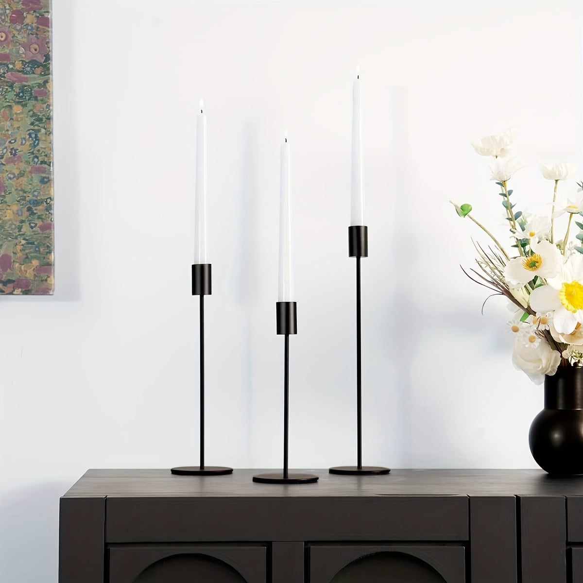 AURIC TRIO – Set of 3 Golden Iron Candlestick Holders