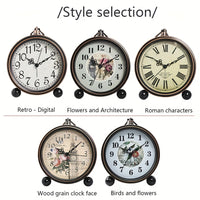 ELEGANTIME - European Vintage Metal Bedside Alarm Clock Silent Analog Large Display