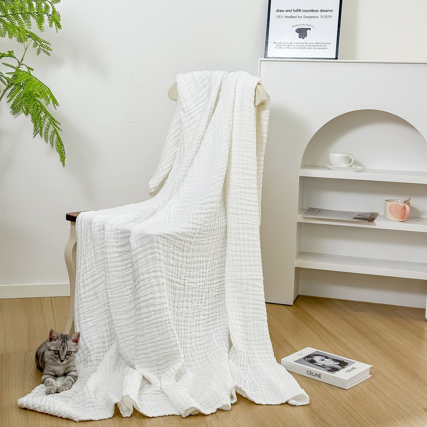 CLOUDNEST – Ultra-Breathable 6-Layer Cotton Gauze Blanket for Year-Round Comfort