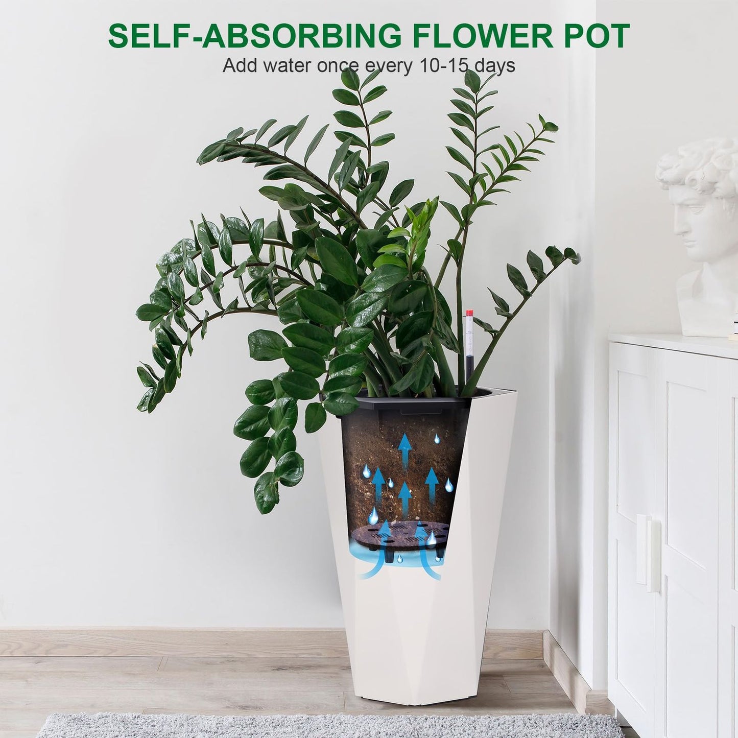 AQUADIAMOND – Self-Watering Planter Set with Wheels
