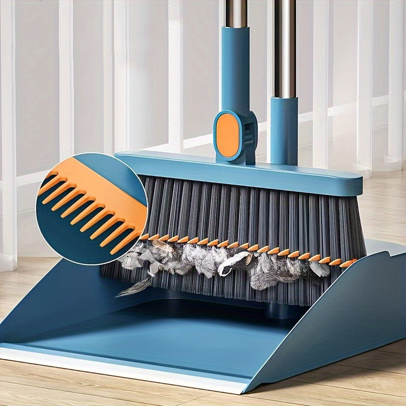 CLEANSWEEP PRO – Rotatable Long Handle Broom & Dustpan Set with Built-In Comb Teeth