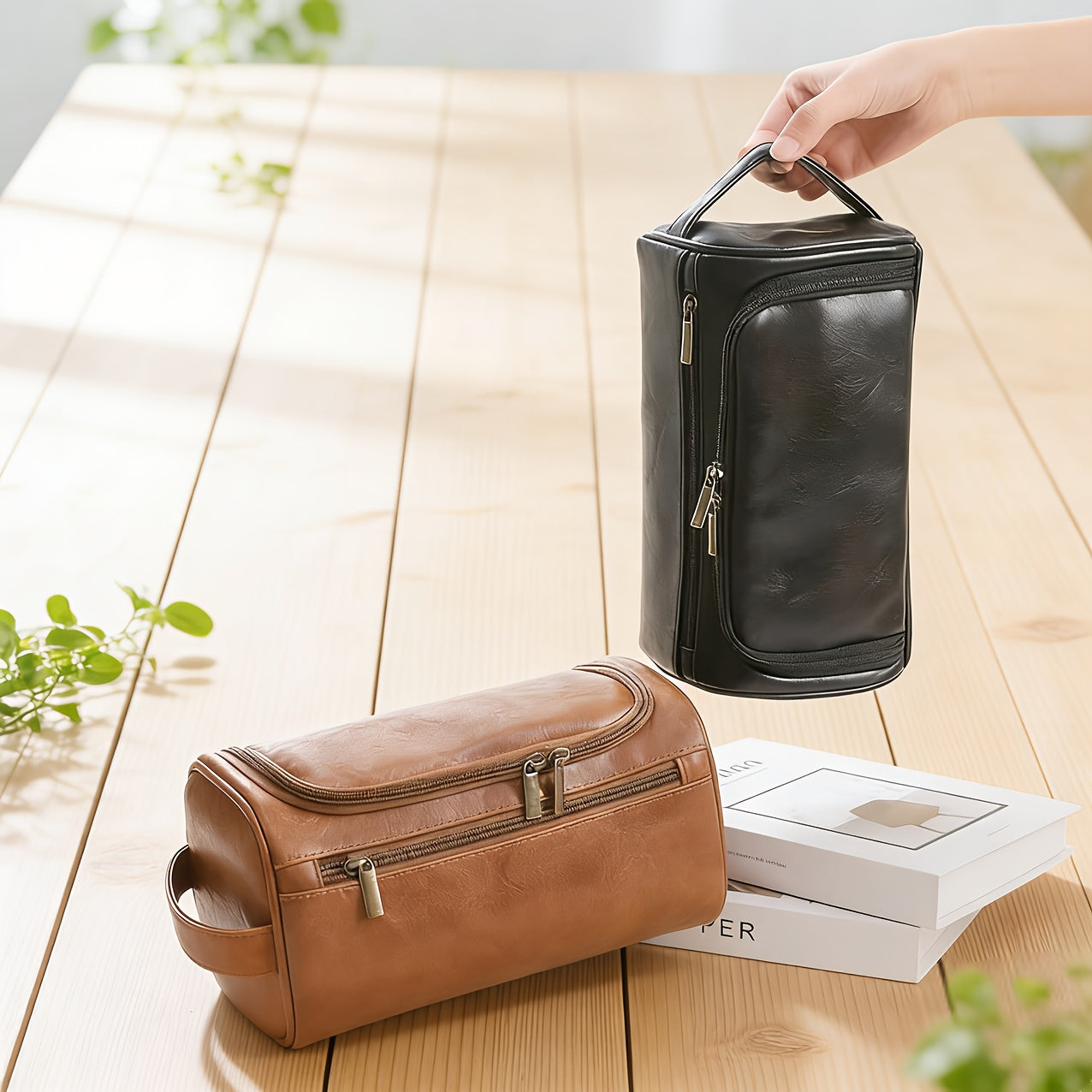 URBANCRAFT - Vintage Leather Men’s Business Bag & Travel Cosmetics Organizer