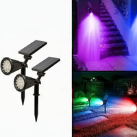 SOLARGLOW - Outdoor Solar Landscape Lights 2-Pack LED Spotlights with 3-Level Dimming & IP44 Waterproof