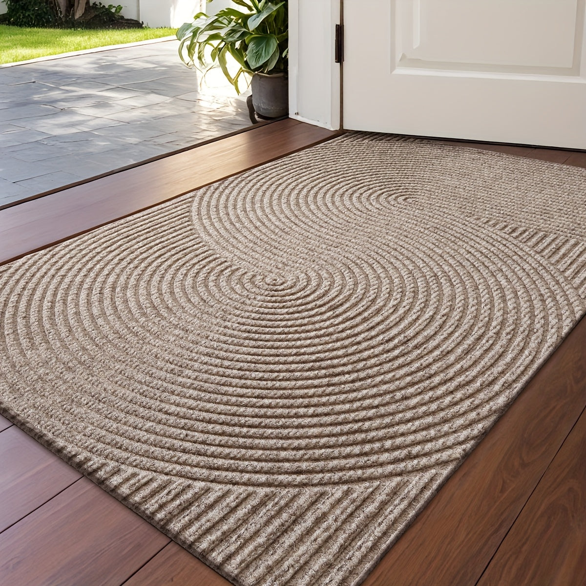 HOMEHORIZON - Geometric Striped Doormat Non-Slip Entrance Rug