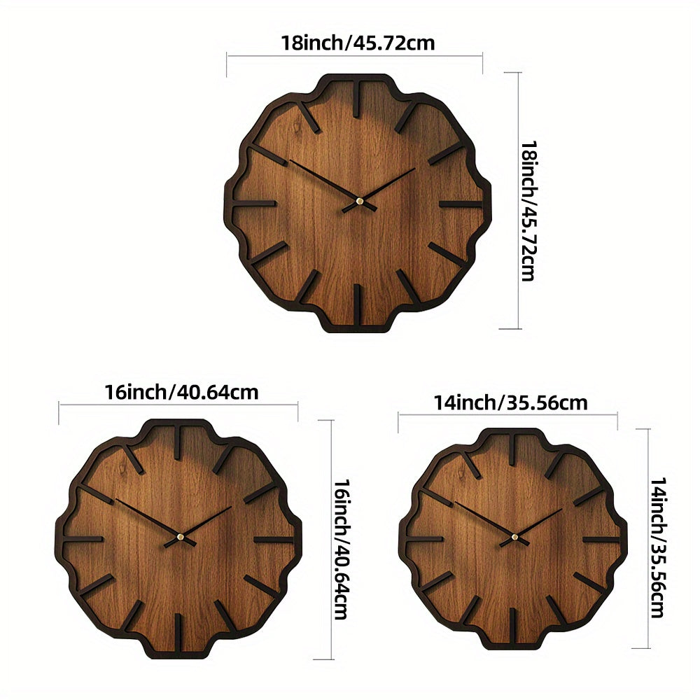 HARMONIQ - Decorative Wooden Wall Clock in Unique Irregular Form, Battery Operated