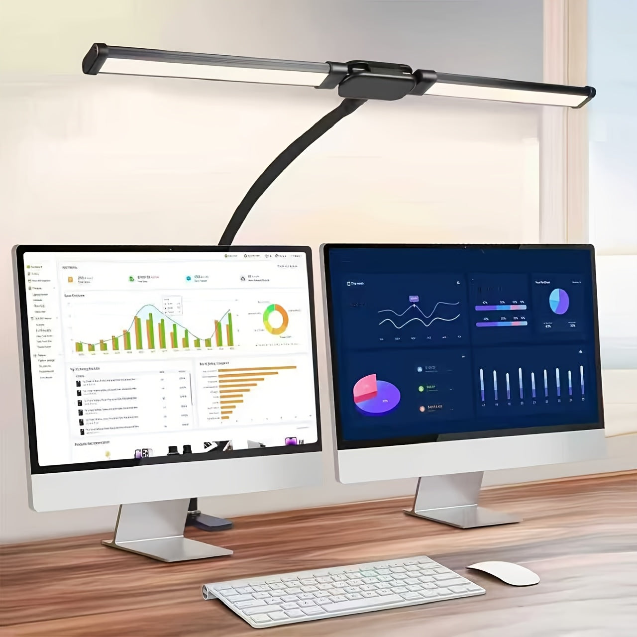 GLOWNEST - Modern USB Powered Dual-Head LED Table Lamp with Flexible Gooseneck