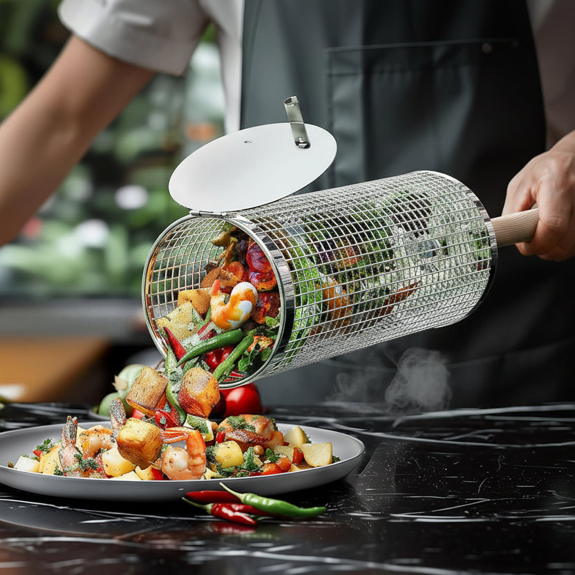 GRILLEXA - Premium Grill Basket made of stainless steel for outdoor BBQ