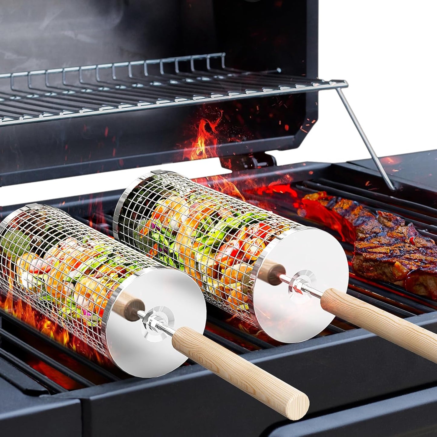 GRILLEXA - Premium Grill Basket made of stainless steel for outdoor BBQ