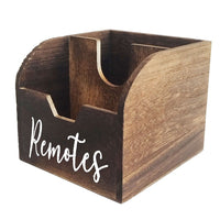 HOMELYWOOD - 4-Compartment Wooden Remote Organizer Box | No Electricity Needed