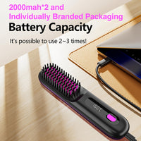 AURISTYLE - Compact Cordless Hot Comb Brush with Type-C Fast Charging
