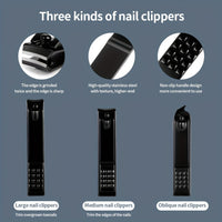 GROOMIX - 15pcs Classic Black Nail Care Set for Hands, Feet & Face Stainless Steel Tools