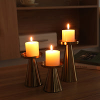 TRIO CONICA – 3-Piece Iron Conical Candle Holder Set