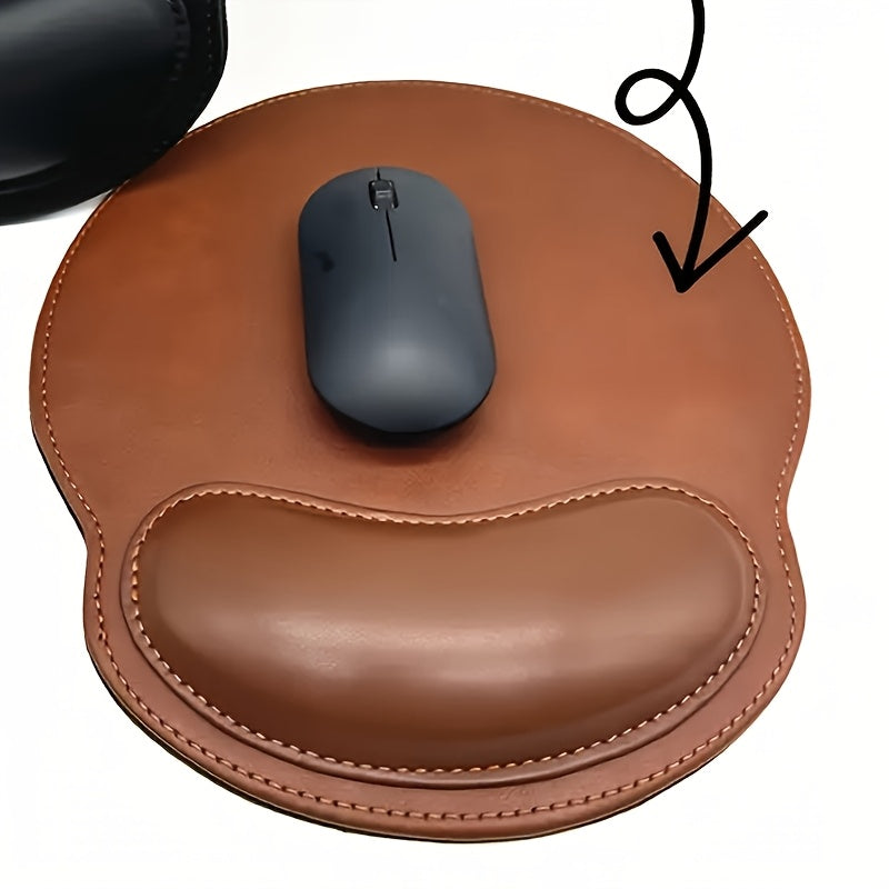 COMFYCLICK - Non-Slip Ergonomic Faux Leather Mouse Pad Brown