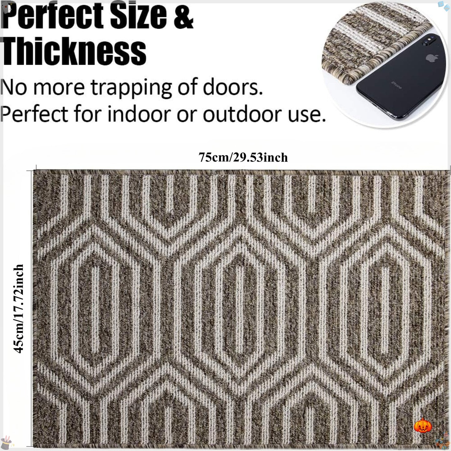 GRACEHAVEN - Soft Velvet Indoor Anti-Slip Entrance Mat