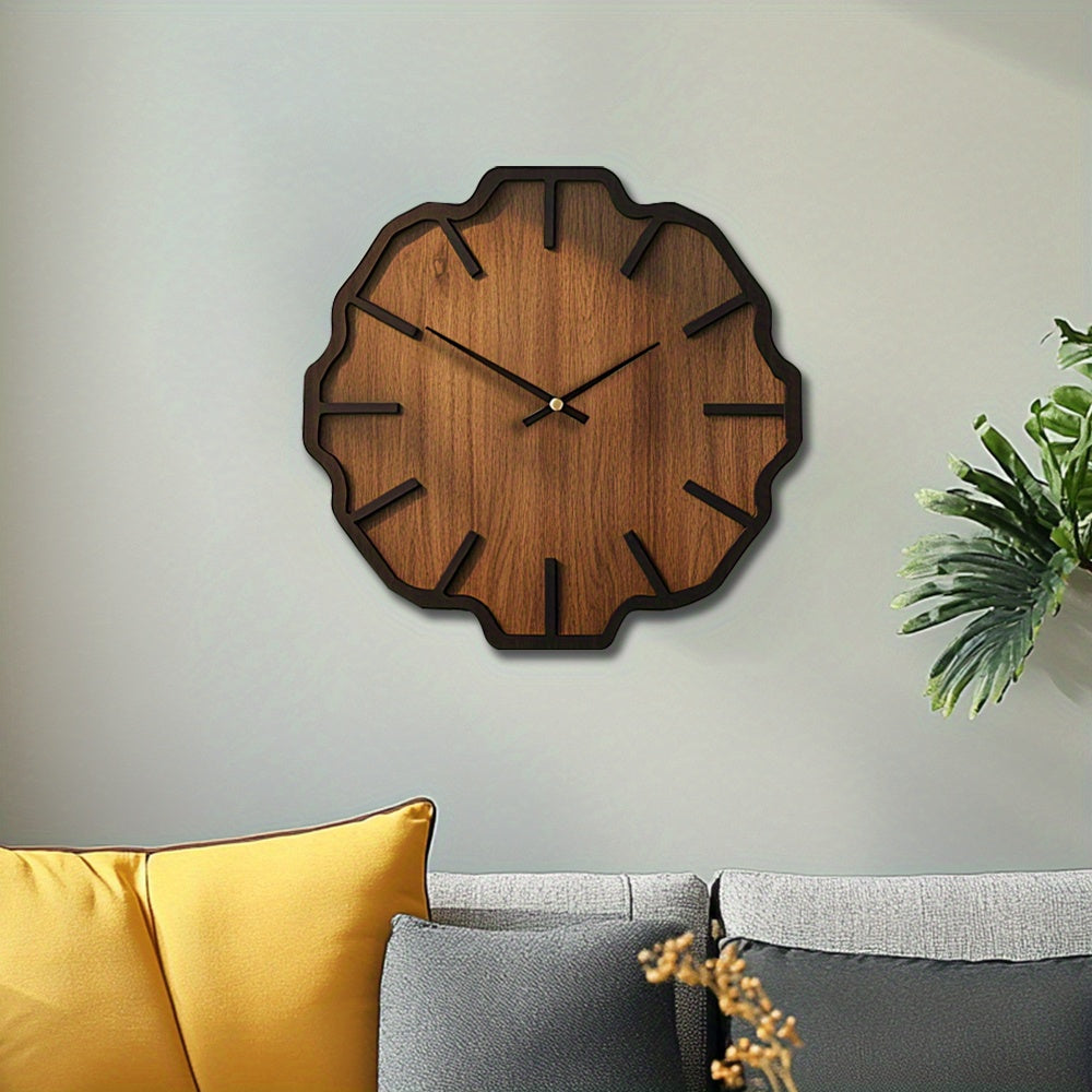 HARMONIQ - Decorative Wooden Wall Clock in Unique Irregular Form, Battery Operated