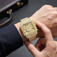 CRYSTALTIME – Elegant Square Watch with Dazzling Rhinestone Accents
