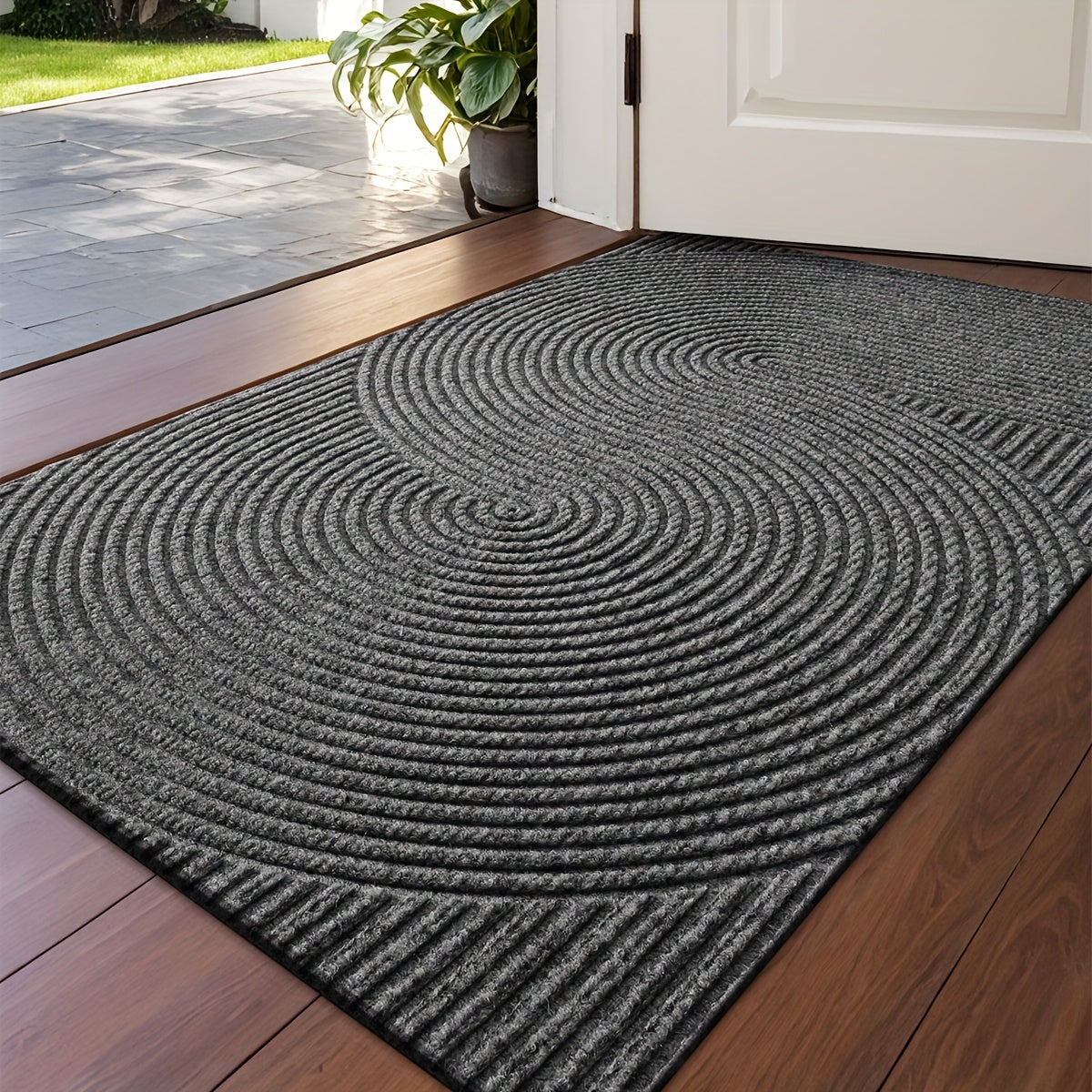 HOMEHORIZON - Geometric Striped Doormat Non-Slip Entrance Rug