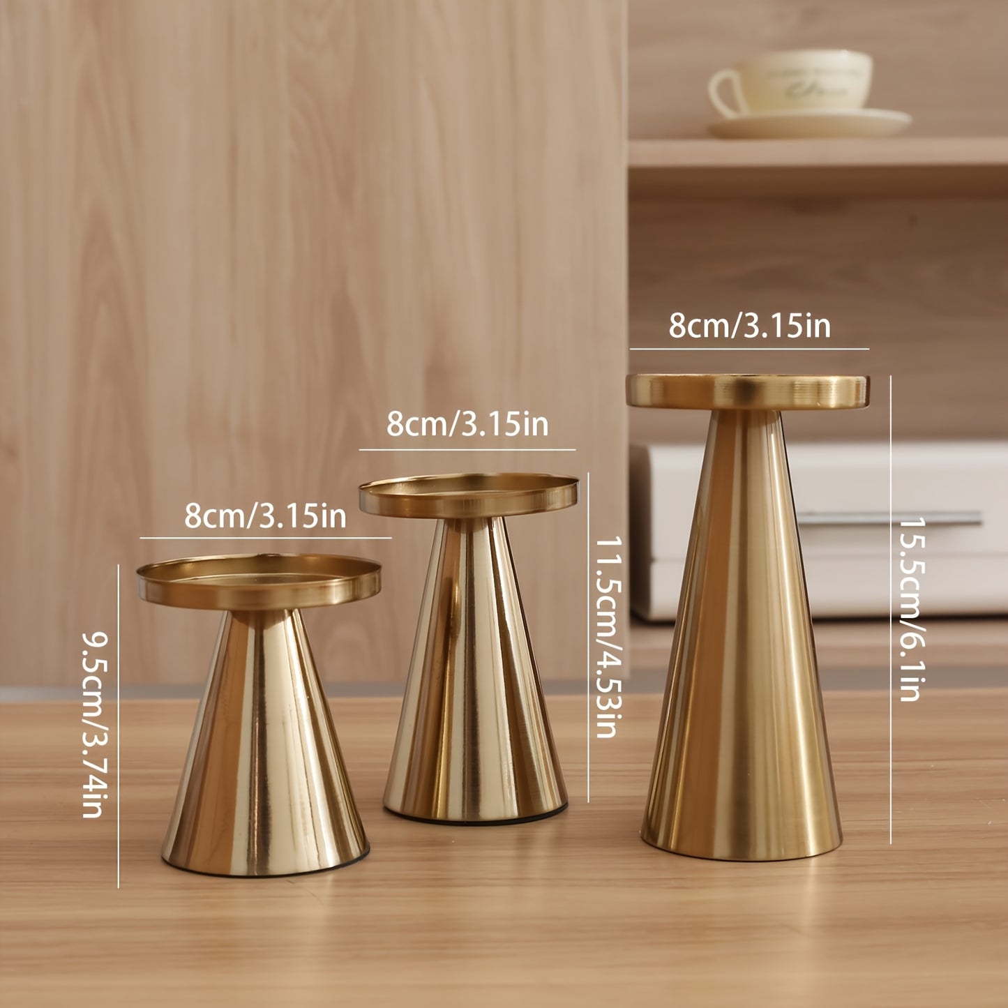 TRIO CONICA – 3-Piece Iron Conical Candle Holder Set