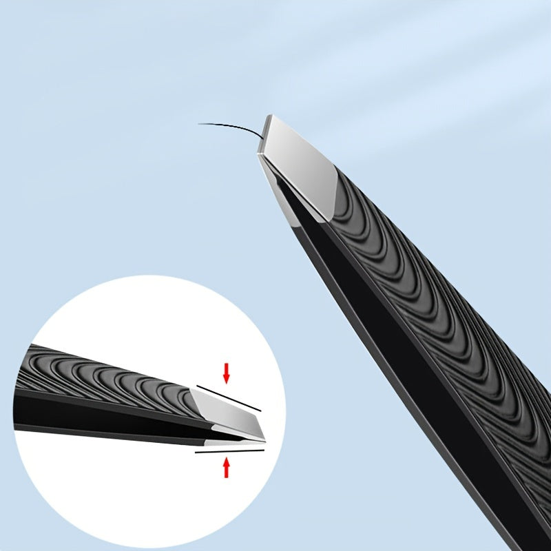 CHICPOISE - High-Precision Black Angled Eyebrow Tweezers