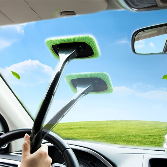 AUTOCLEAR - Long Handle Car Windshield Brush with Interior Glass Wiper