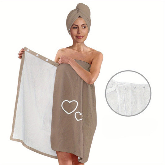 AQUARELLE - Minimalist Solid Bathrobe and Towel Set Lightweight Quick-Dry Easy Bath Wrap Essentials