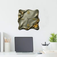 WAVEBLOCK – Solid Wood Square Wall Clock with Gold Accent