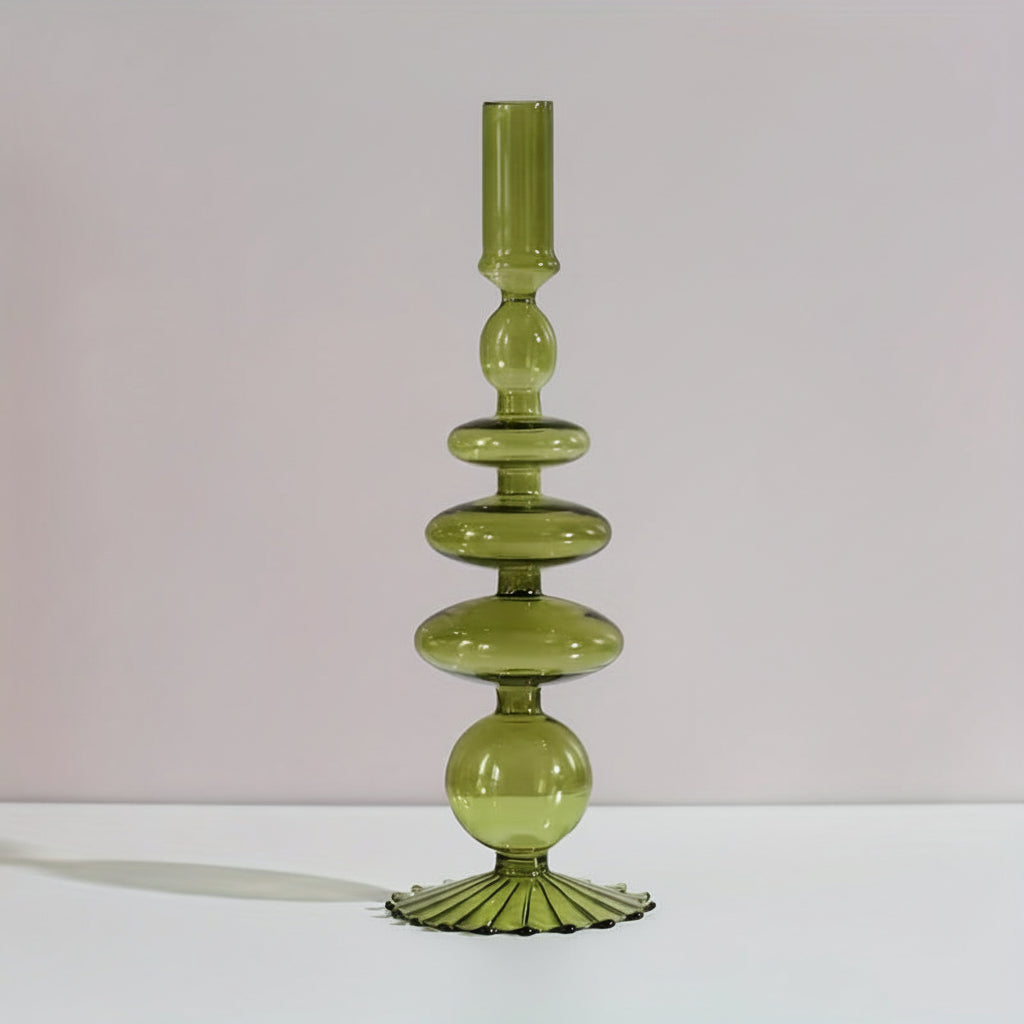 AURAVINE - Minimalist Glass Candle Holder Vase Decorative Art Piece