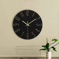 LUMINAIR - Modern Minimalist Round Wall Clock Rimless Design Black & Gold