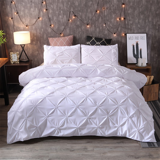 SOFTPLEA – 3pcs Pleated Comfort Duvet Cover Set
