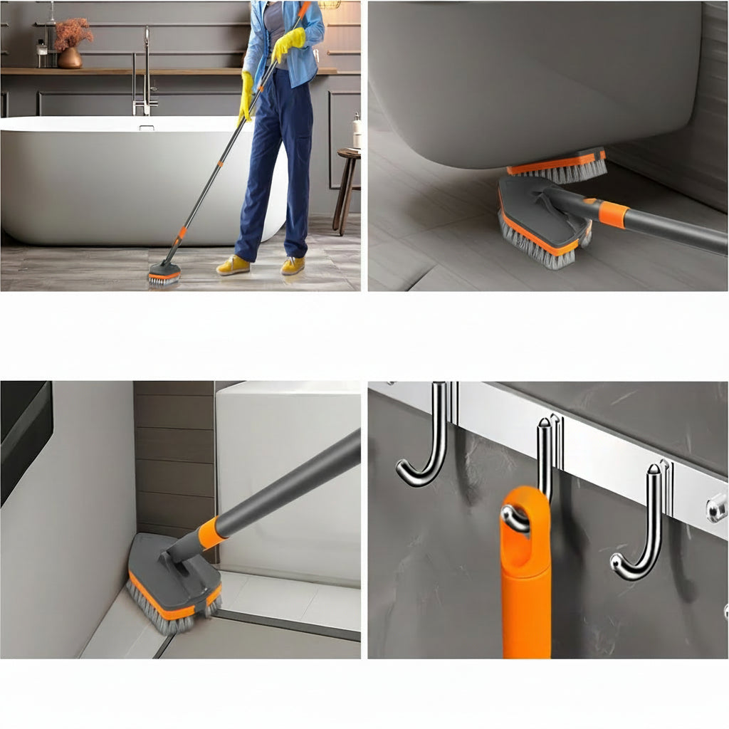 HYGIENIX - Detachable Bathroom Brush with Dual Bristles, Ideal for Floor & Tile Cleaning