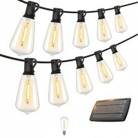SOLARA - 100FT Solar String Lights Outdoor Commercial Grade LED with Dimmable Yellow ST38 Bulbs