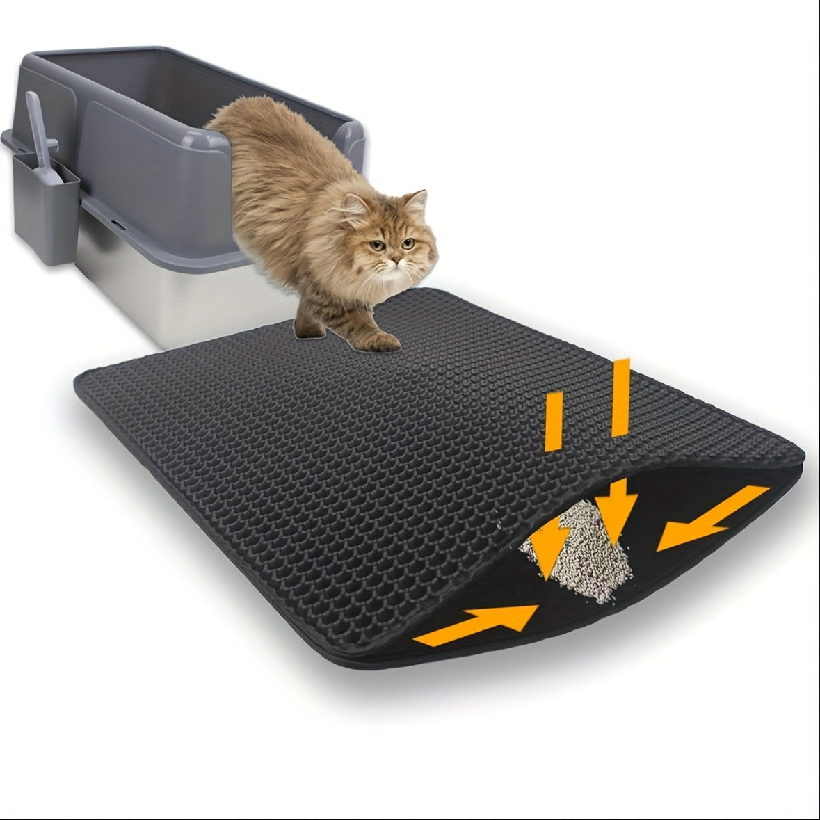PAWCATCHER - Honeycomb Waterproof Cat Litter Mat Odor Control & Washable