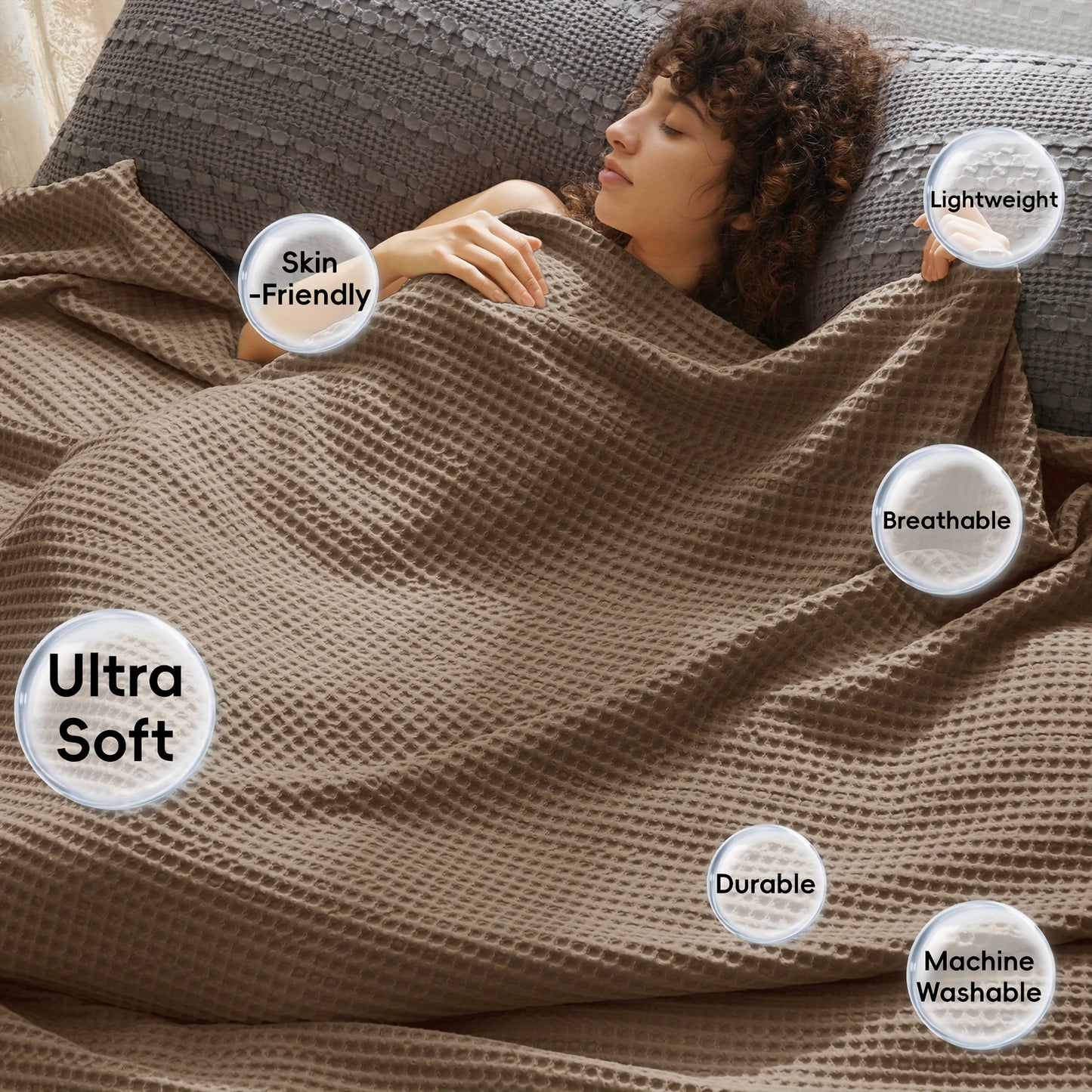 CLOUDWEAVE – Lightweight Waffle Throw Blanket for Cozy All-Season Comfort