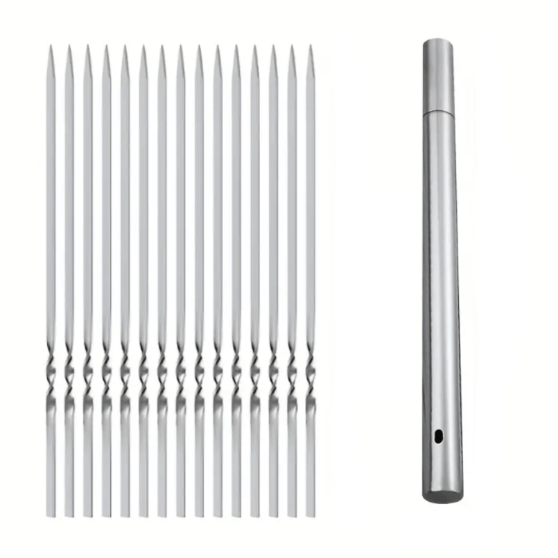 SKEWERTUBE – Stainless Steel BBQ Skewers with Storage Tube Set