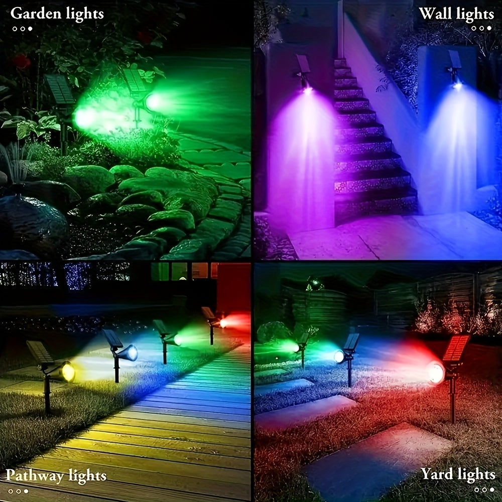 SOLARGLOW - Outdoor Solar Landscape Lights 2-Pack LED Spotlights with 3-Level Dimming & IP44 Waterproof